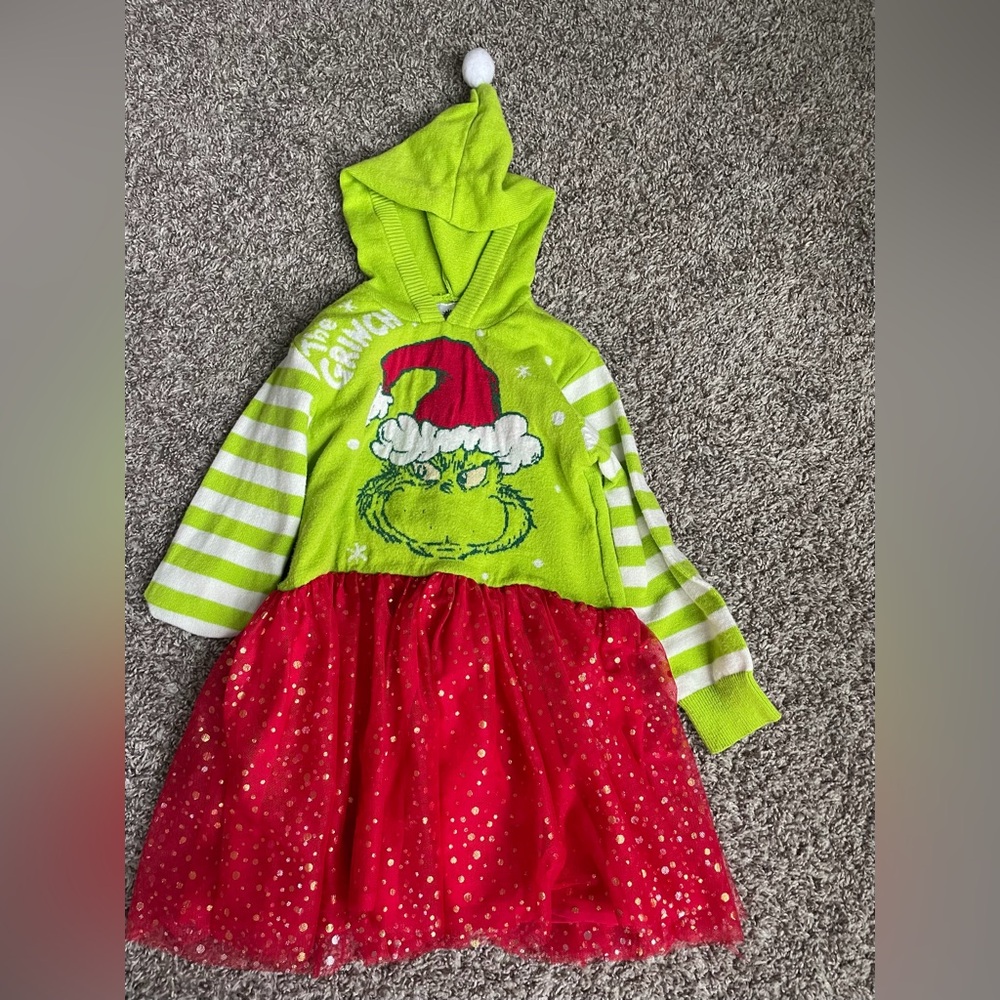 Festive Grinch dress - Lime Green and Red